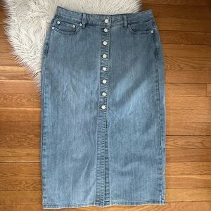 Michael Kors Light Blue Denim Midi Skirt